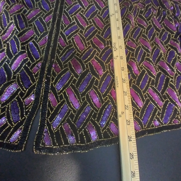 Papell Boutique Evening Jeweled Womens Silk Cardigan Jacket Size 16W Elegant - Picture 7 of 8